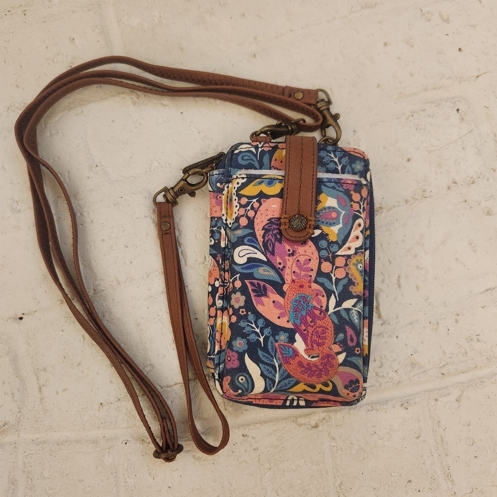 Sakroots Floral Crossbody Bag with Brown Accents